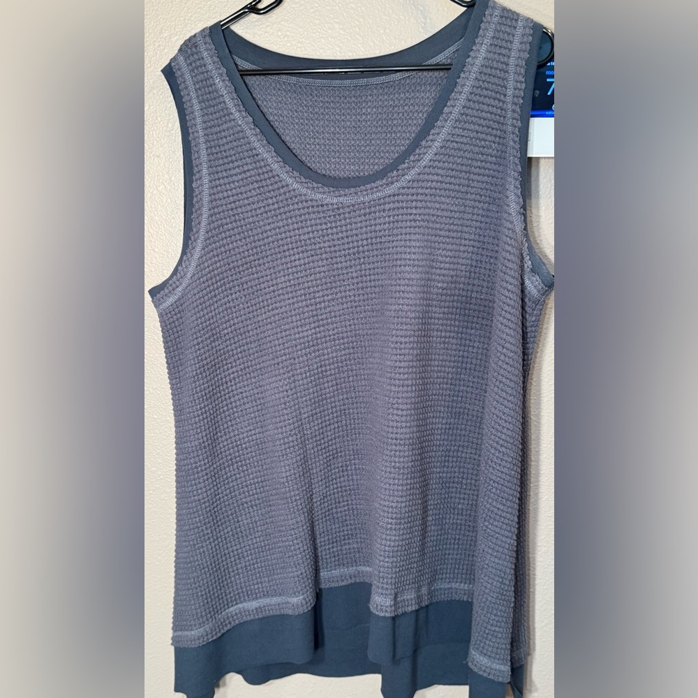 Amazon Women's Gray Layered Waffle Knit Tank Top